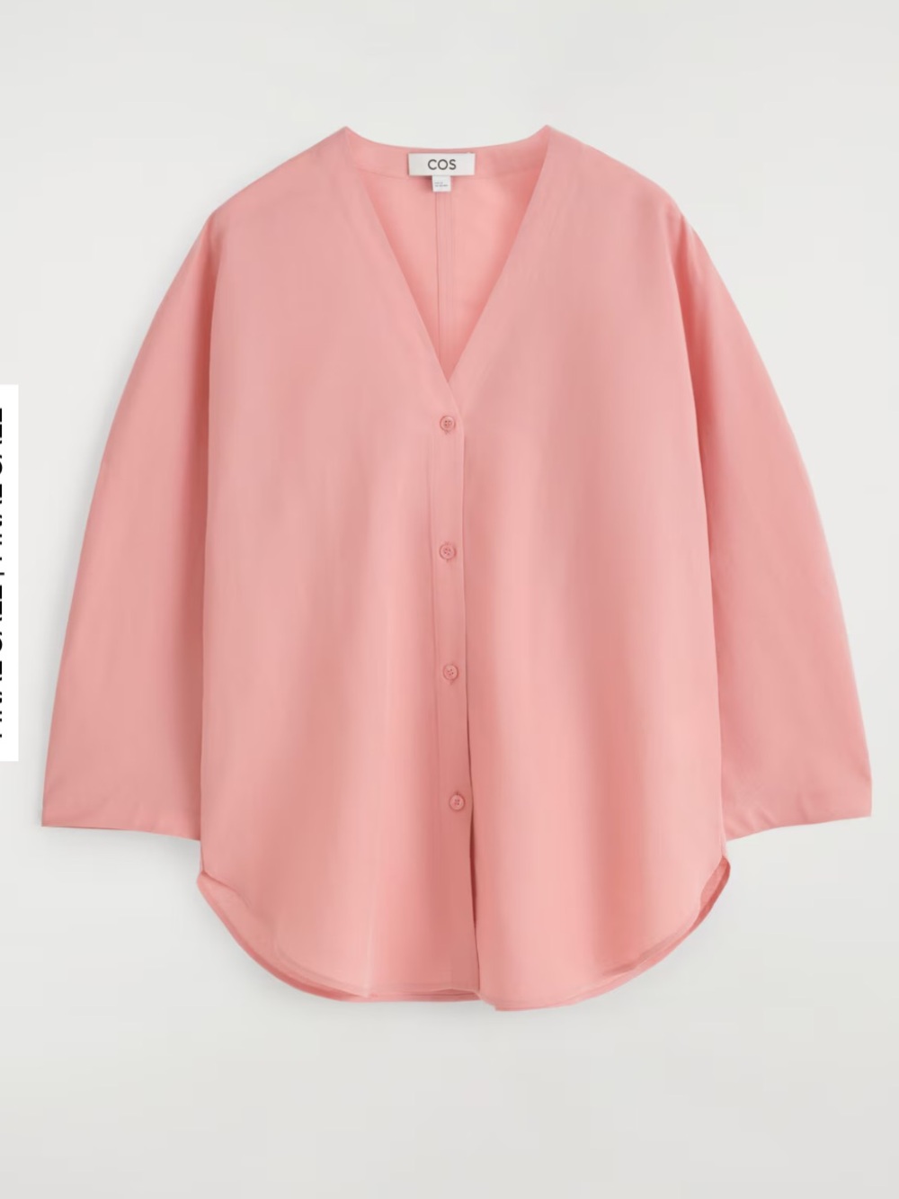 COS Rose-Pink V-Neck Linen-Cotton Shirt